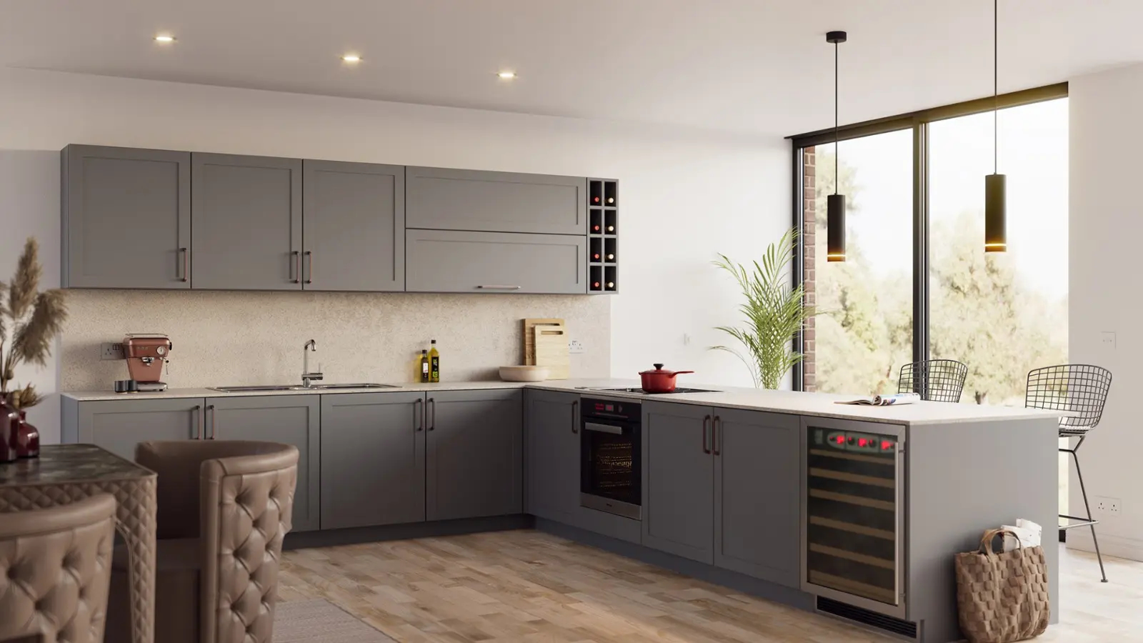 Rogan Matt Blue Grey Shaker Kitchen