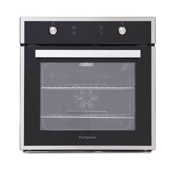 MONTPELLIER SFO67MBXBLACK WITH STAINLESS STEEL TRIM SINGLE MULTIFUNCTION FITTED OVEN