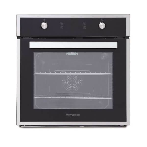 MONTPELLIER SFO67MBXBLACK WITH STAINLESS STEEL TRIM SINGLE MULTIFUNCTION FITTED OVEN