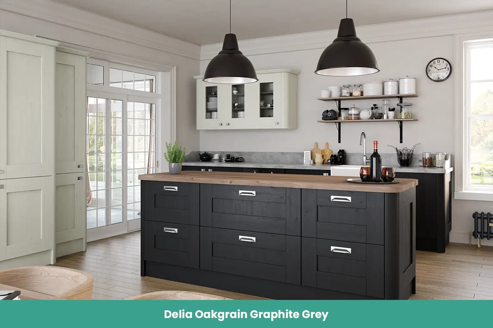 Delia Oakgrain Graphite Grey Kitchen