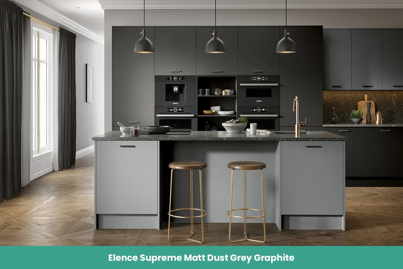 Elence Supreme Matt Dust Grey Graphite Kitchen