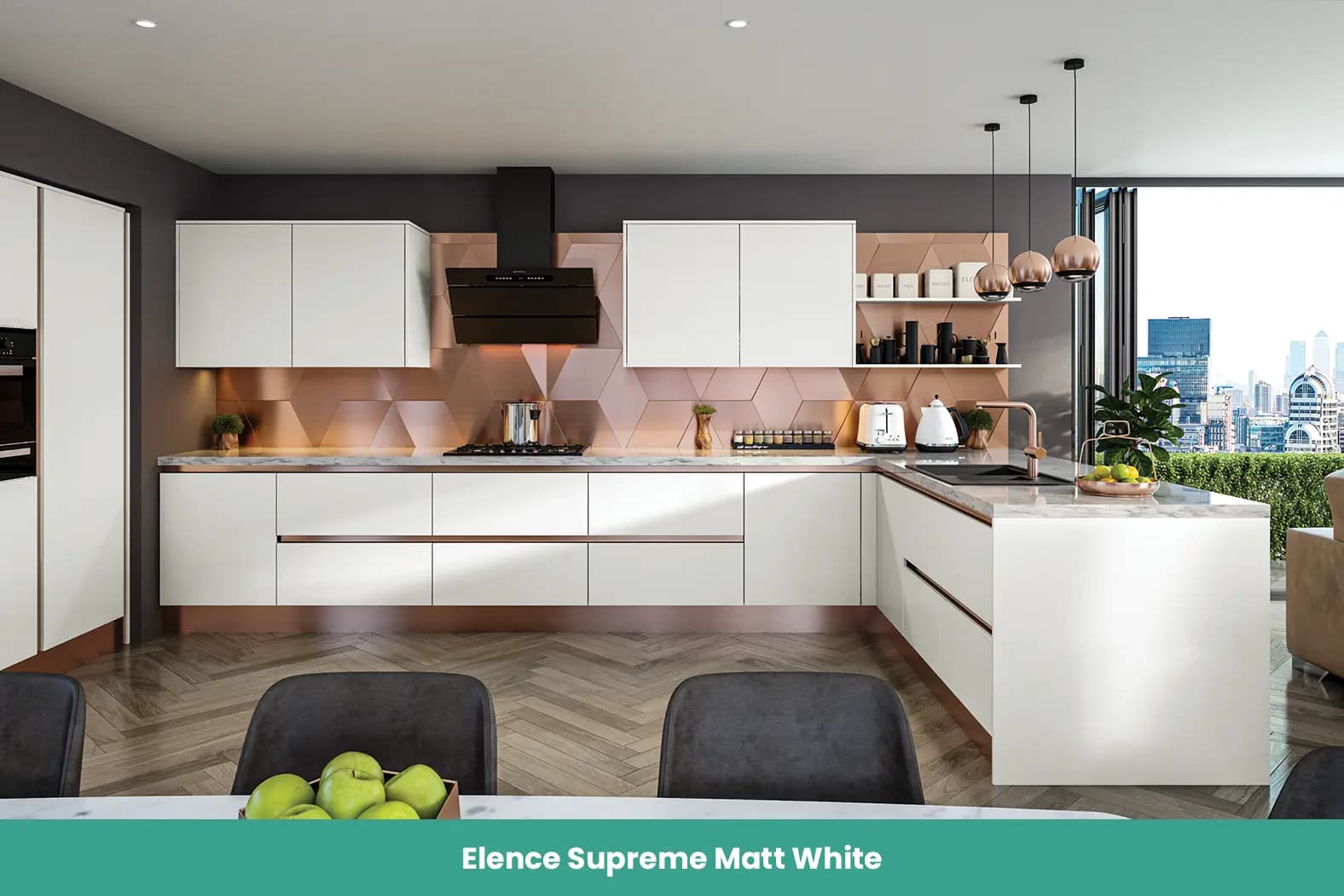 Elence Supreme Matt White Kitchen