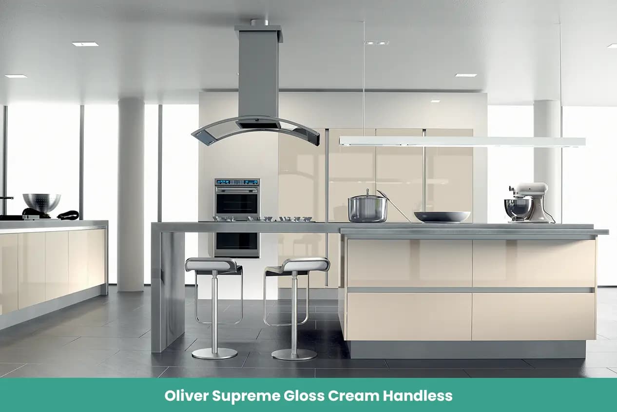 Oliver Supreme Gloss Cream Handless Kitchen