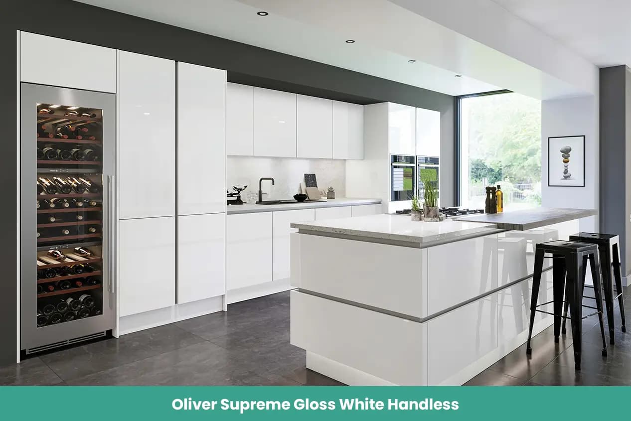 Oliver Supreme Gloss White Handless Kitchen