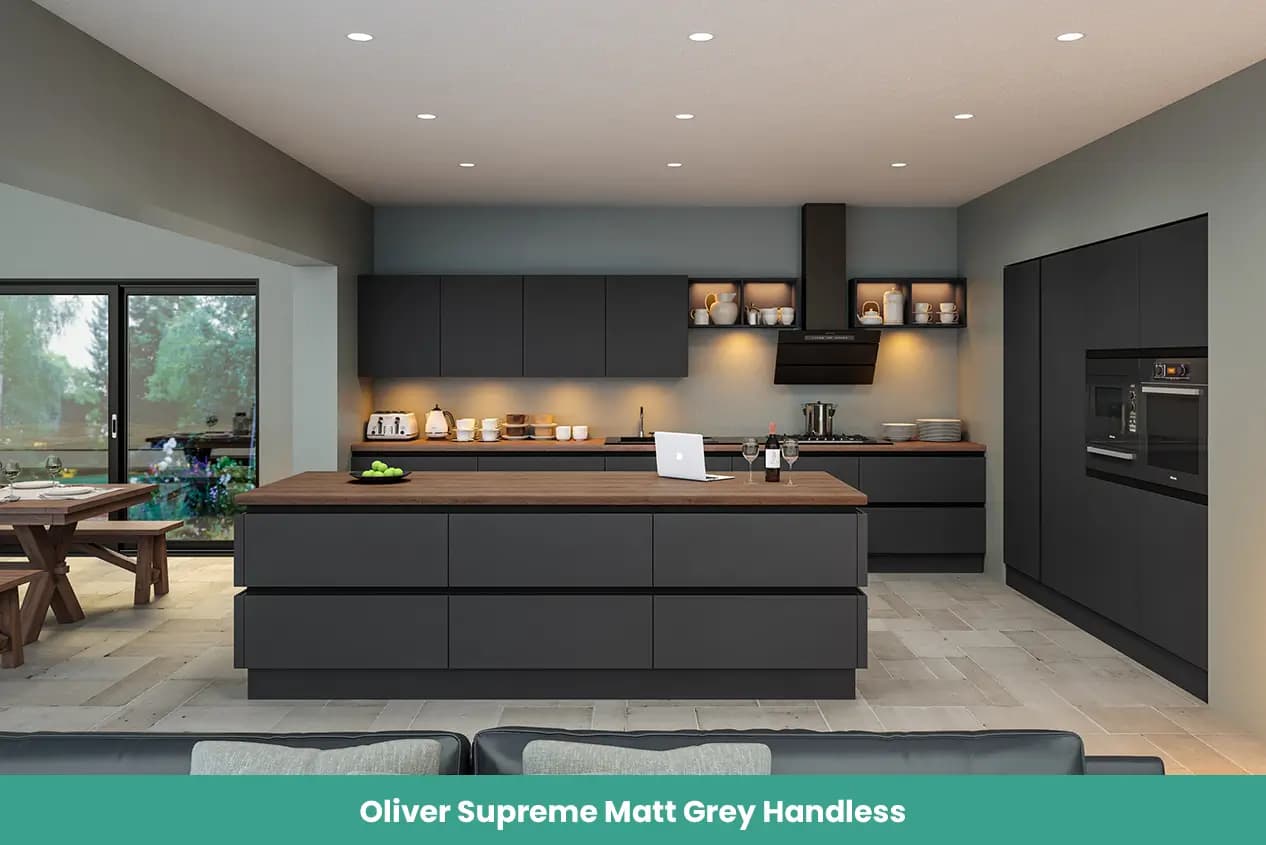 Oliver Supreme Matt Grey Handless Kitchen