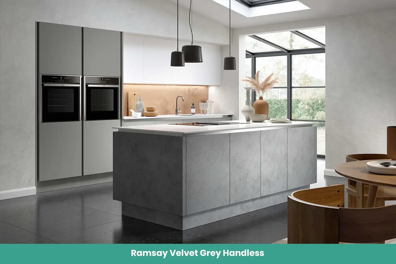Ramsay Velvet Grey Handless Kitchen