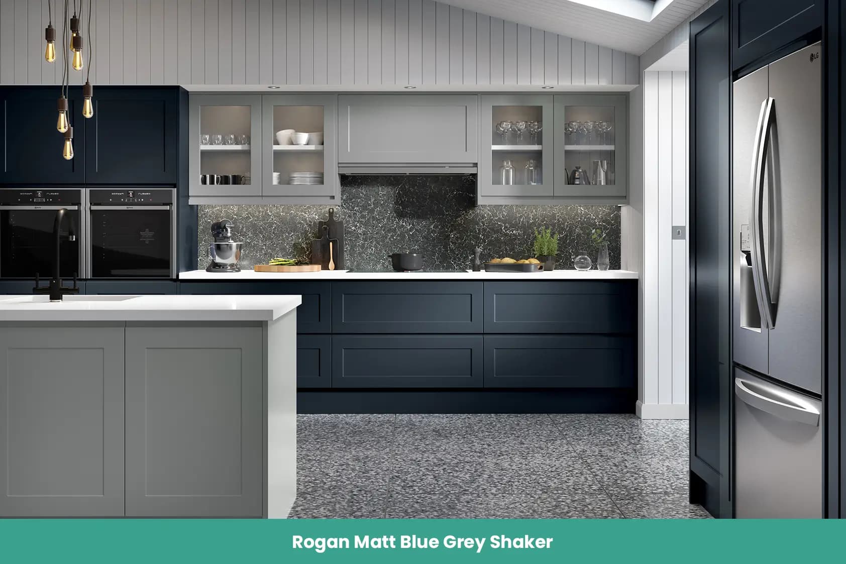 Rogan Matt Blue Grey Shaker Kitchen