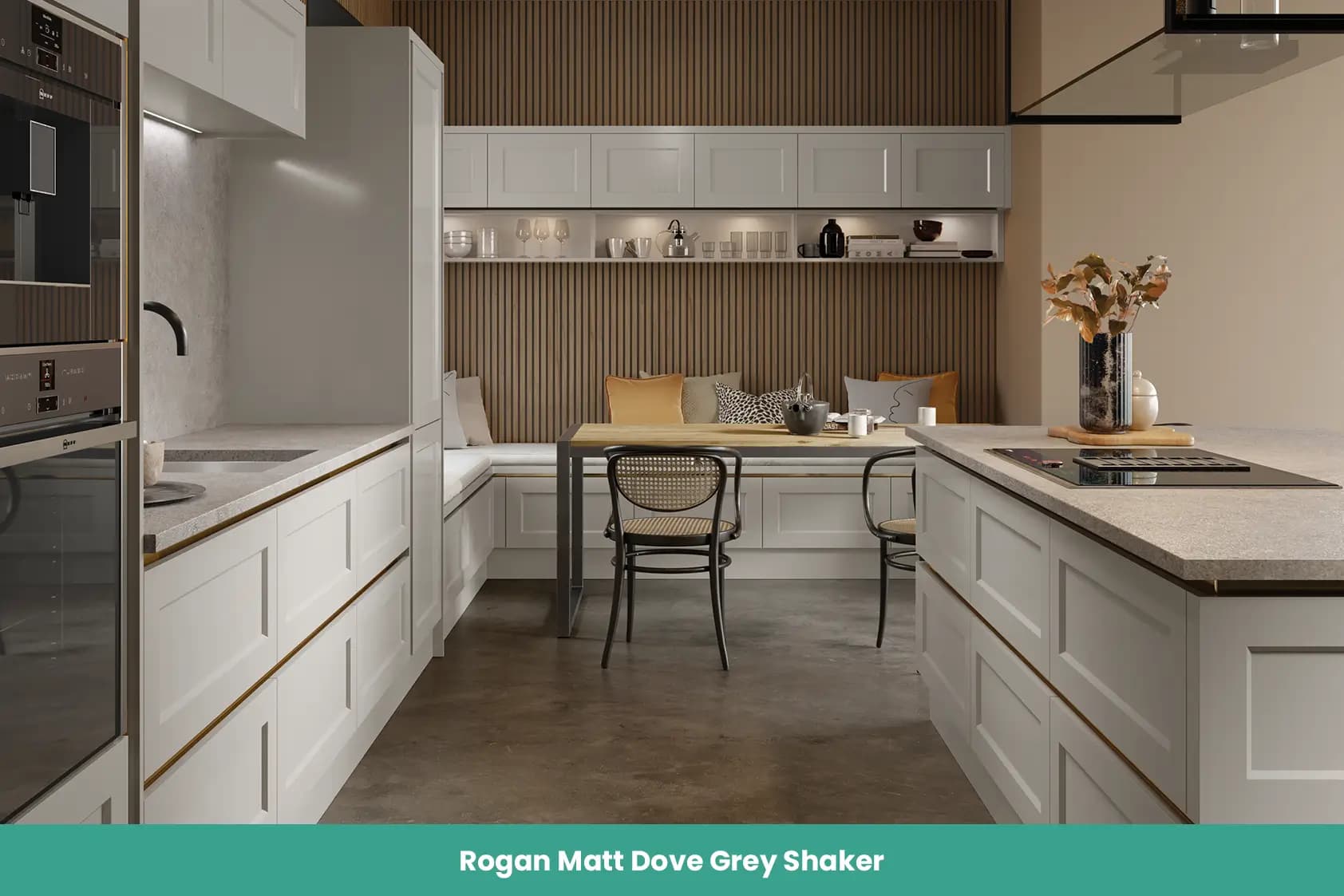 Rogan Matt Dove Grey Shaker Kitchen Handless