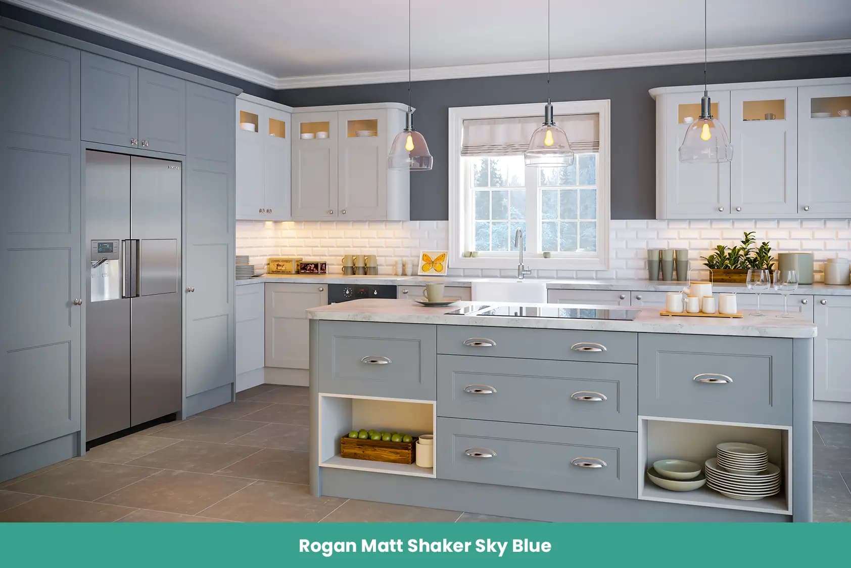 Rogan Matt Shaker Sky Blue Kitchen