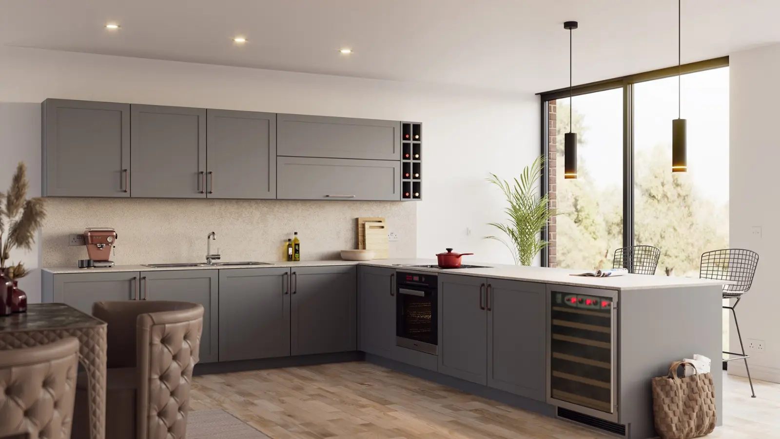 Rogan Matt Blue Grey Shaker Kitchen